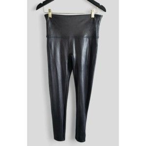 SPANX Leggings Womens Size XL Black Faux Leather Pull-On
